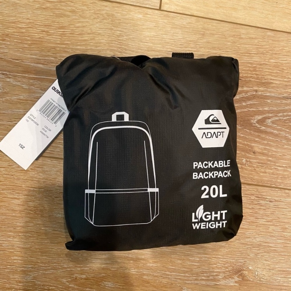 Quiksilver Men's Primitive Packable Backpack 20L Black NEW. - Picture 3 of 5
